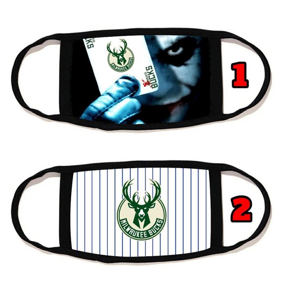 2 PACKS Milwaukee Bucks face mask face cover reu